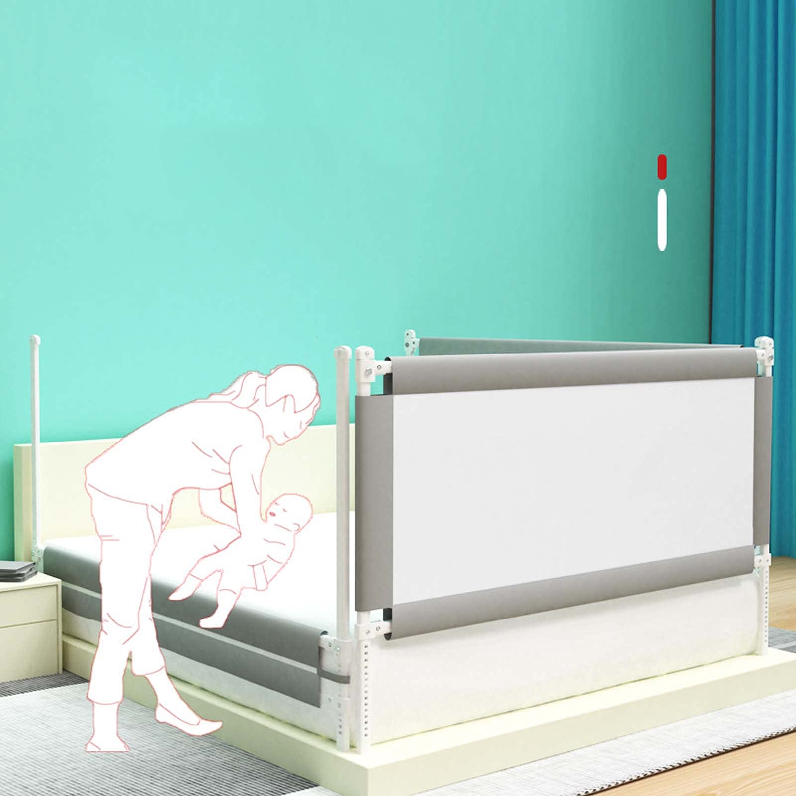 Kleinkinderschutzgitter für Einzelbett, Bettgitterschutz für Doppelbett, Bettschutzgitter für, Extra langes Bettschutzgitter, vertikales Anheben mit Doppelverriegelung, für