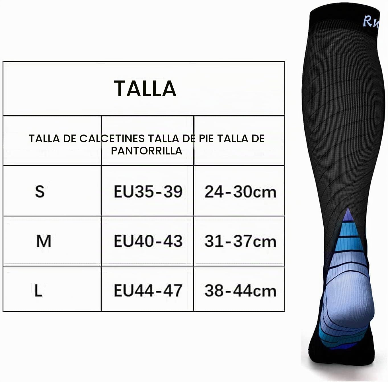 Medias de Compresion, Calcetines de compresión Mujer y Hombre 18 mmHg para Running,Ciclismo, Deporte, Trotar, Correr, Volar, Viajar