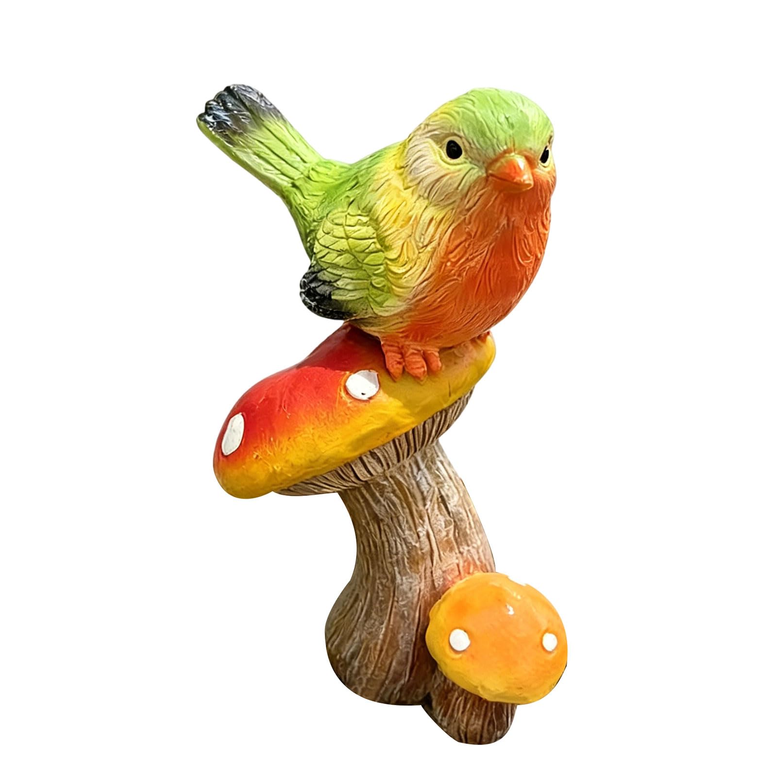 Kaeltsyn Creative Resin Mushroom Bird Figurine Decoration Funny Mushroom Bird Sculpture Statue Animal Collectible Figurines Sculpture Farm Craft Decoration Statue