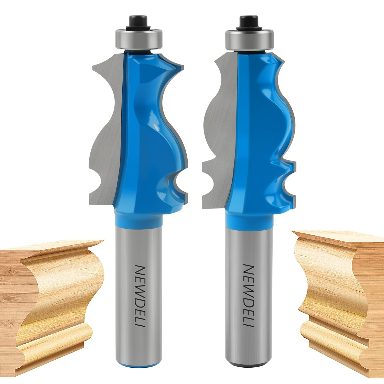 Newdeli Architectural Molding Router Bit Set - 1/2 Shank Frame, Corner Rounding Edge-Former Roundover Beading for Woodworking-image-43