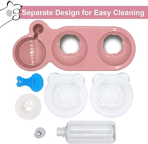 Miniatura 6 de Tazones triples para gatos con dispensador de agua, juego de cuencos de agua y alimentos para mascotas con alfombrilla antideslizante y cuchara,