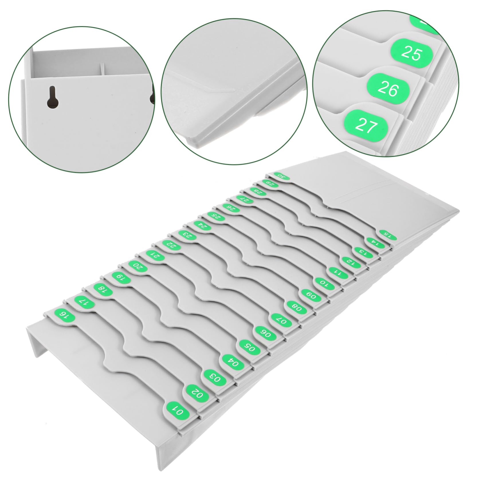 Porta Tessere Presenze Espandibile 30 Scomparti in Plastica | Organizer Schede Orario, Scaffale Pratico per Impiego Ripetuto, Struttura Flessibile
