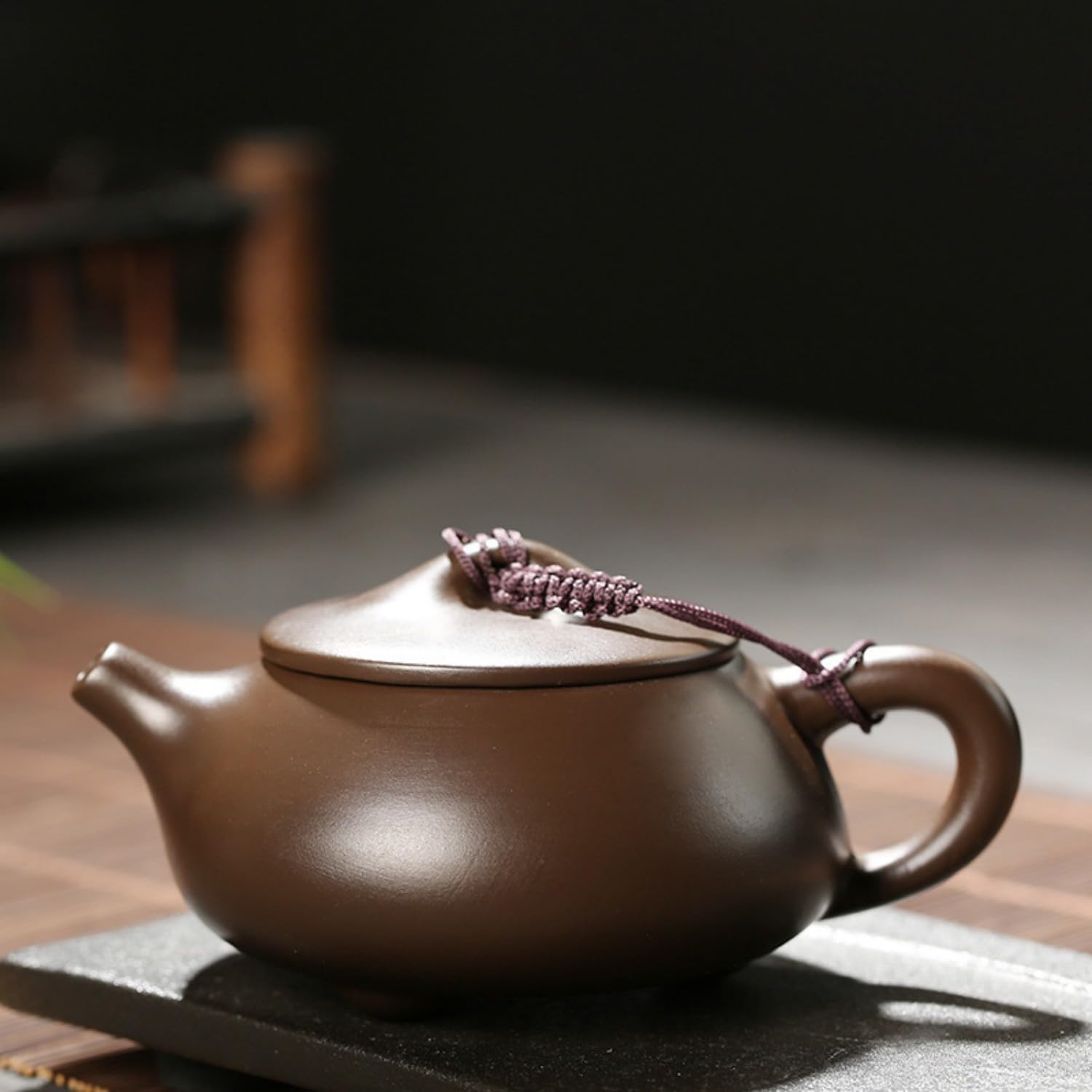宜兴紫砂茶壶大容量单壶大号泡茶壶球孔 Ceramic Kung Fu Tea Set,teapot,Teacups,warming Wedding Birthday Gift,Tea Tray Chinese,Dishwasher Safe 朱泥-石瓢壶-210ml