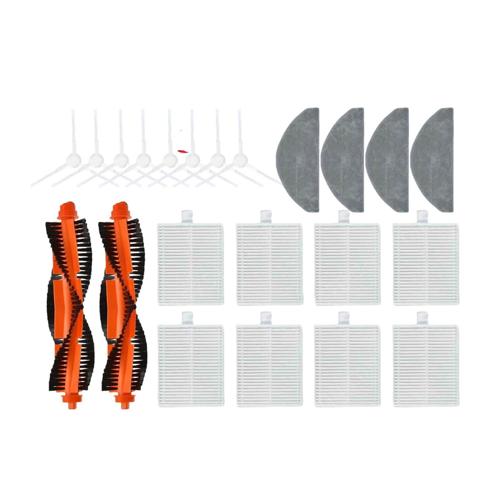 Sweeping Robot Vacuum Cleaner Main Brush Side Brush Mop Cloth HEPA Filter Spare Parts，Compatible For Xiaomi ，E12 E10 B112(Set-22PCS)