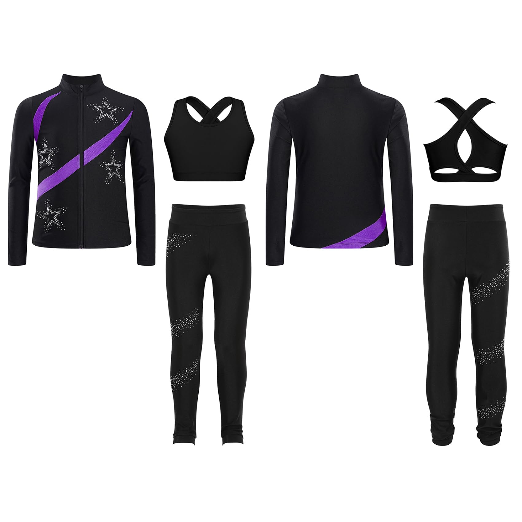 Ensemble De Sportswear pour Filles Costume De Patinage Artistique Pièces Tenue De Gymnastique Tenue De Danse Entraînement