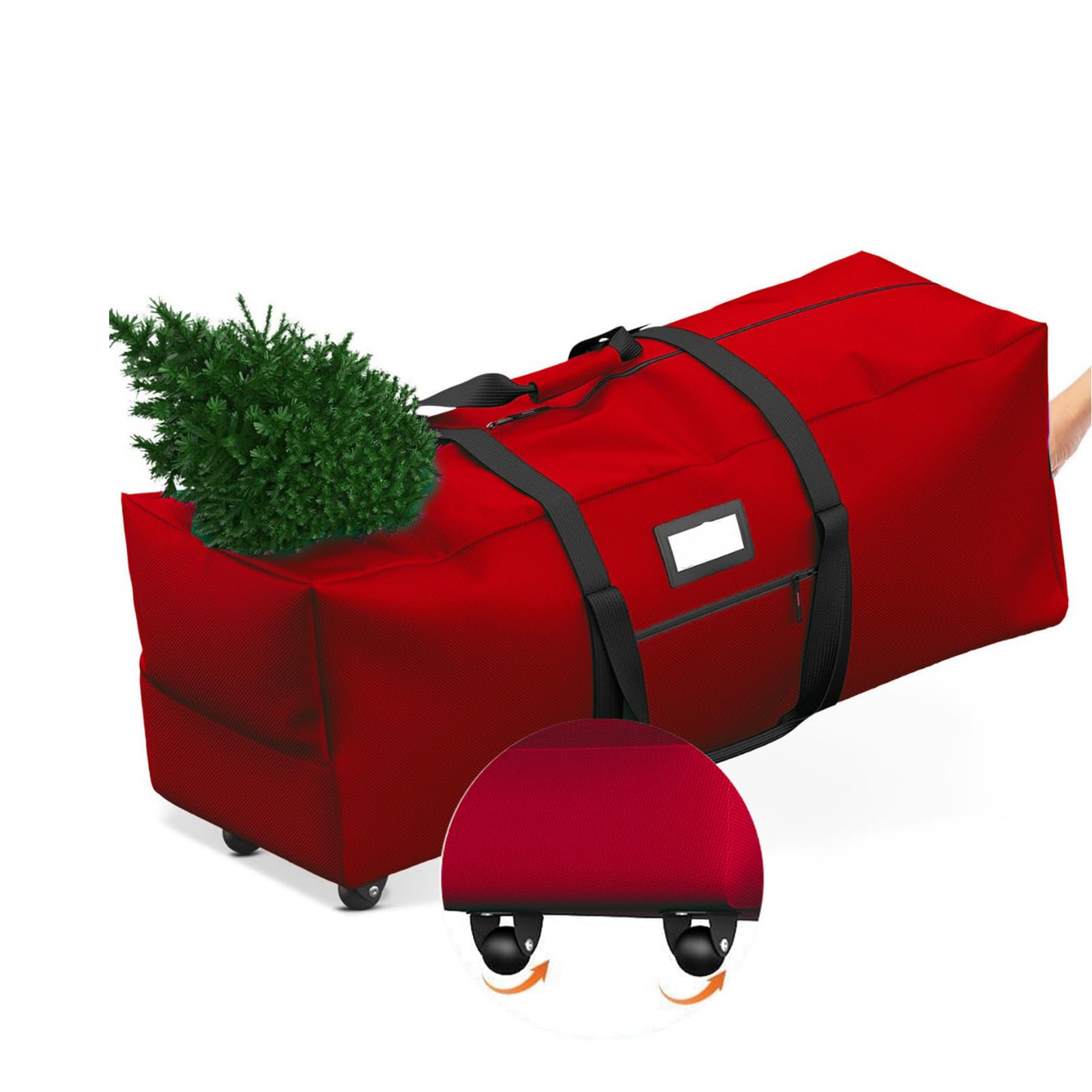 Odot Sac Rangement Sapin de Noel À roues Imperméable, Grand Bande Sac de Rangement de Sapin de Noël Artificiel, pour vêtements, Édredon, Tissu Oxford, avec Poignées (Rouge,152x40x71cm)