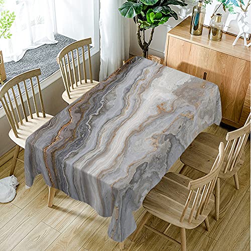 Aoyego Grey Curly Marble Table Cloths Rectangle Golden Veins Abstract Texture Polished Mineral Tablecloths Decoration 52X70 Inch Polyester For Outdoor Indoor Home Party Picnic #TOP2