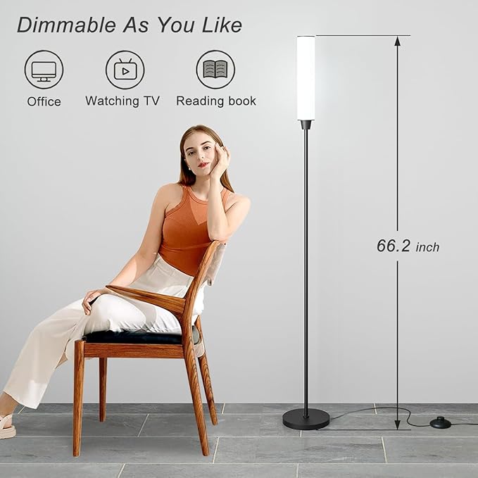 Nukanu Floor Lamp with Remote Control,Bright Floor Lamps for Living Room/Bedroom/Office, Stepless Adjustable 3000K-6000K Colors and 10-100% Brightness,Standing Light with Foot Switch (Black) photo 2