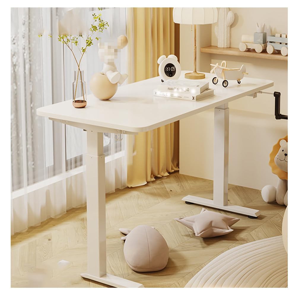 MYUYEE Standing Desk, Adjustable Height- Crank Standing Desk Sit Stand Desk Frame & Top,Computer Desk White Frame