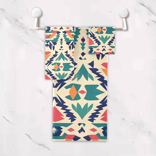 Miniatura 5 de Aztec Pattern5 - Juego de toallas decorativas para baño, juego de toallas de baño de microfibra absorbente, toallas de playa elegantes