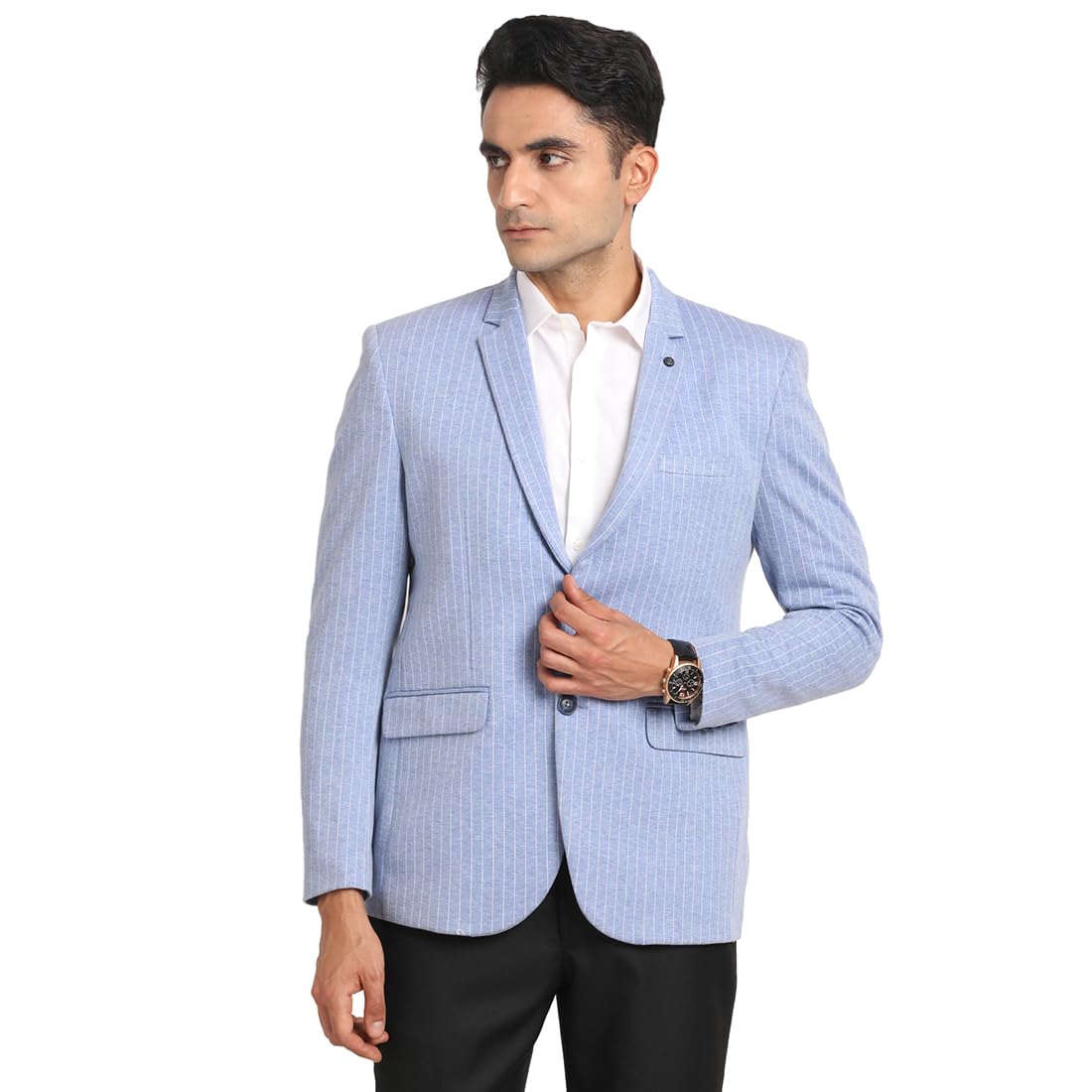turtle Men Knitted Stripes Light Blue Blazer-picture-51
