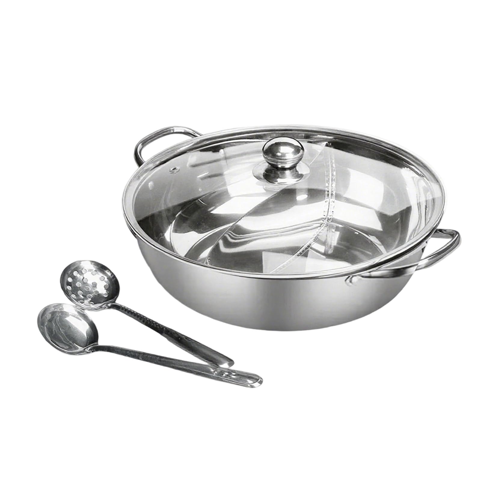 Carotoe 32Cm Flavor Stainless Steel Cooking Pots Feature Secures Lid And Heat Conductions For Meals Partitioned Pots With Cover