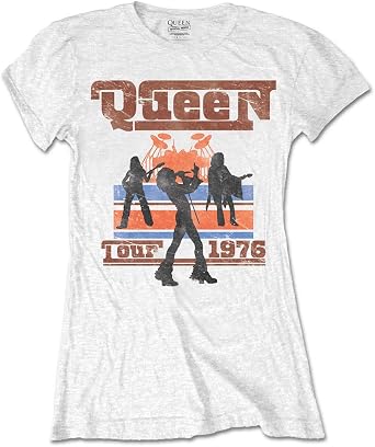 Queen 1976 Tour Silhouettes White Womens Fitted T-Shirt