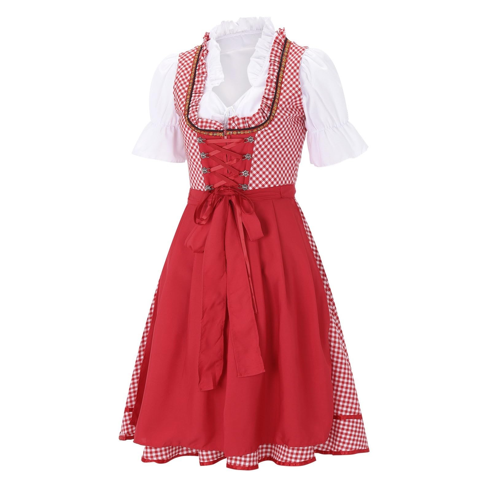 Damen Oktoberfest Elegantes Bayerisches Dirndl Trachtenkleid für Bierfest Damen Festtags Dirndl Karneval Cosplaykostüm -/ Prachtkleid für Stil kurzärmelig BühnenFreizeitkleid Frauen