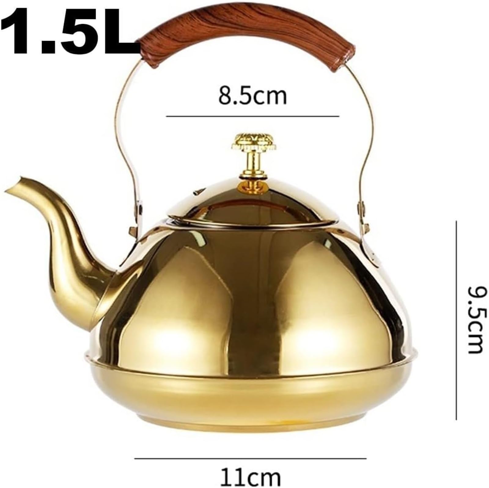 Teekanne, Teekessel aus Edelstahl mit Teesieb – widerstandsfähiger Griff, ideal for Aufbrühen von losem Tee(1.5L)