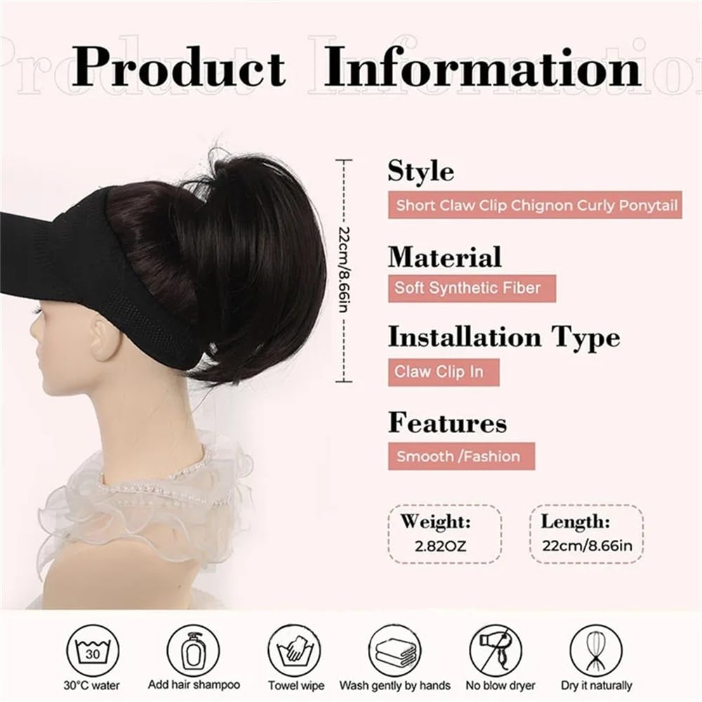 Kok do włosów Messy Claw Clip Bun treska dla kobiet krótki prosty wysoki kucyk przedłużenie potargane upięte fryzura kok do włosów treska (P1B/30)
