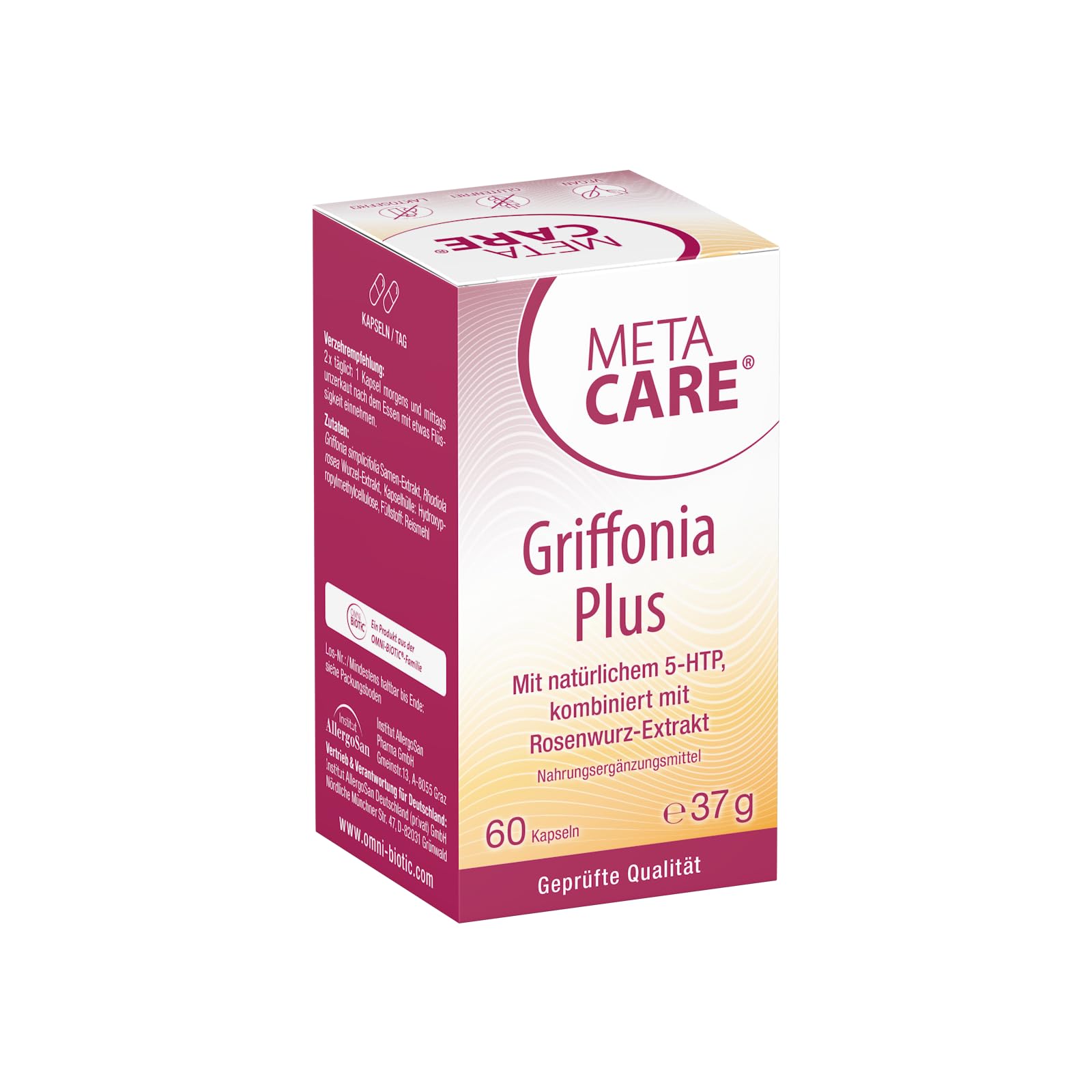 Griffonia Plus | Bewusst kombiniert mit Rosenwurz-Extrakt | 60 Kapseln | VEGAN