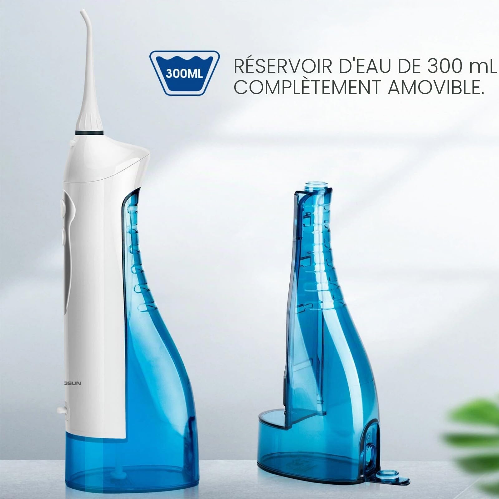 Hangsun Jet Dentaire Hydropulseur Irrigateur Oral, USB Chargé Portable Water Flosser, Réservoir 300 ml et 8 Buses de Jet pour Voyage et Maison HOC700