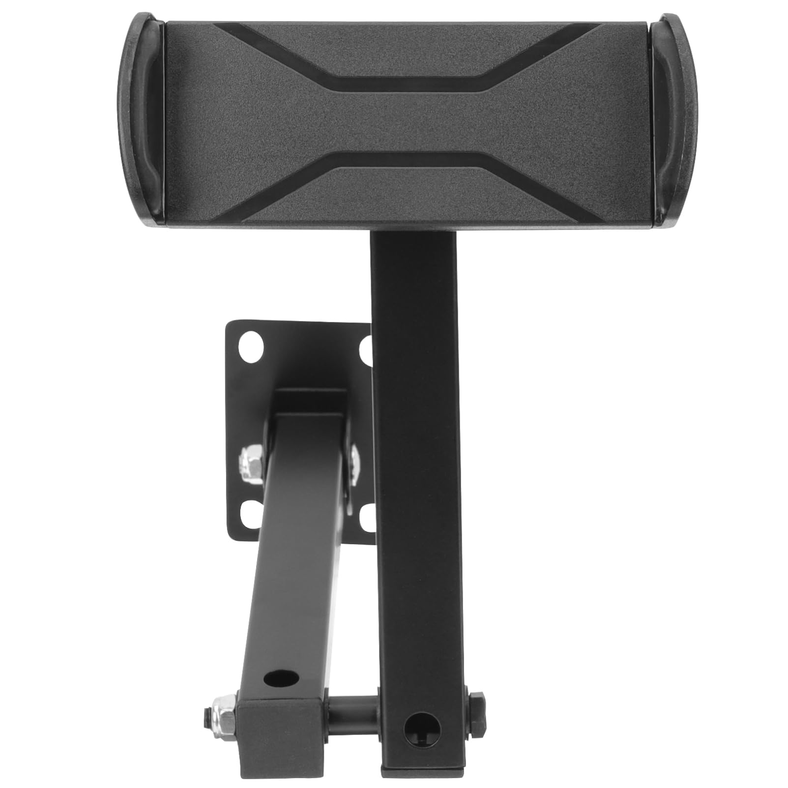 NUOBESTY Supporto da Parete per Telefono e Tablet in Lega di Alluminio Nero | Bracci Regolabili, Sfere Girevoli, Clip Robusta, Pieghevole e Ruotabile a 360°