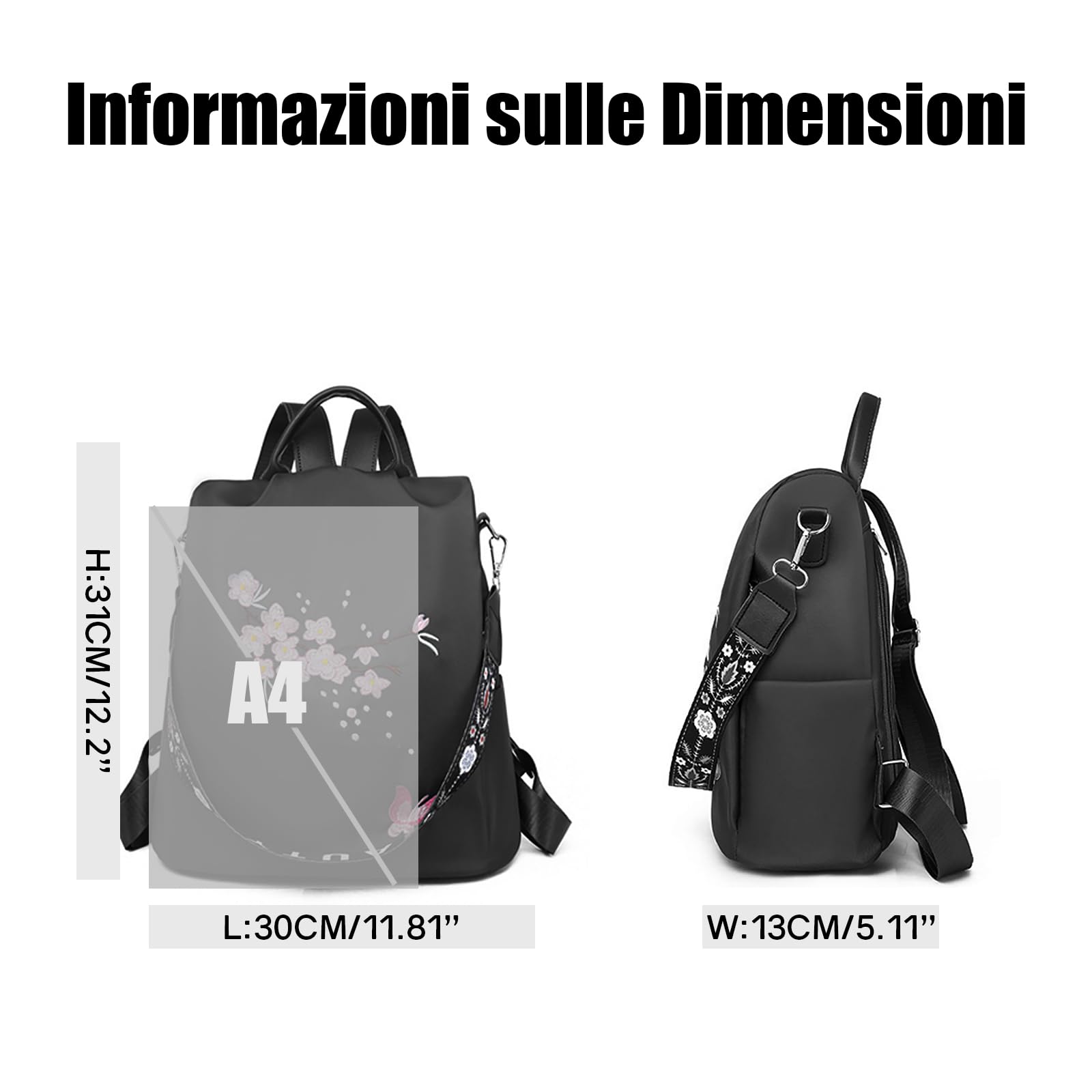 Ray-Velocity Zaino Antifurto Donna, Borse Zainetto Donna Impermeabile, Borsa a Tracolla Moda per Uscire, Lavoro, Viaggio, Scuola, Università