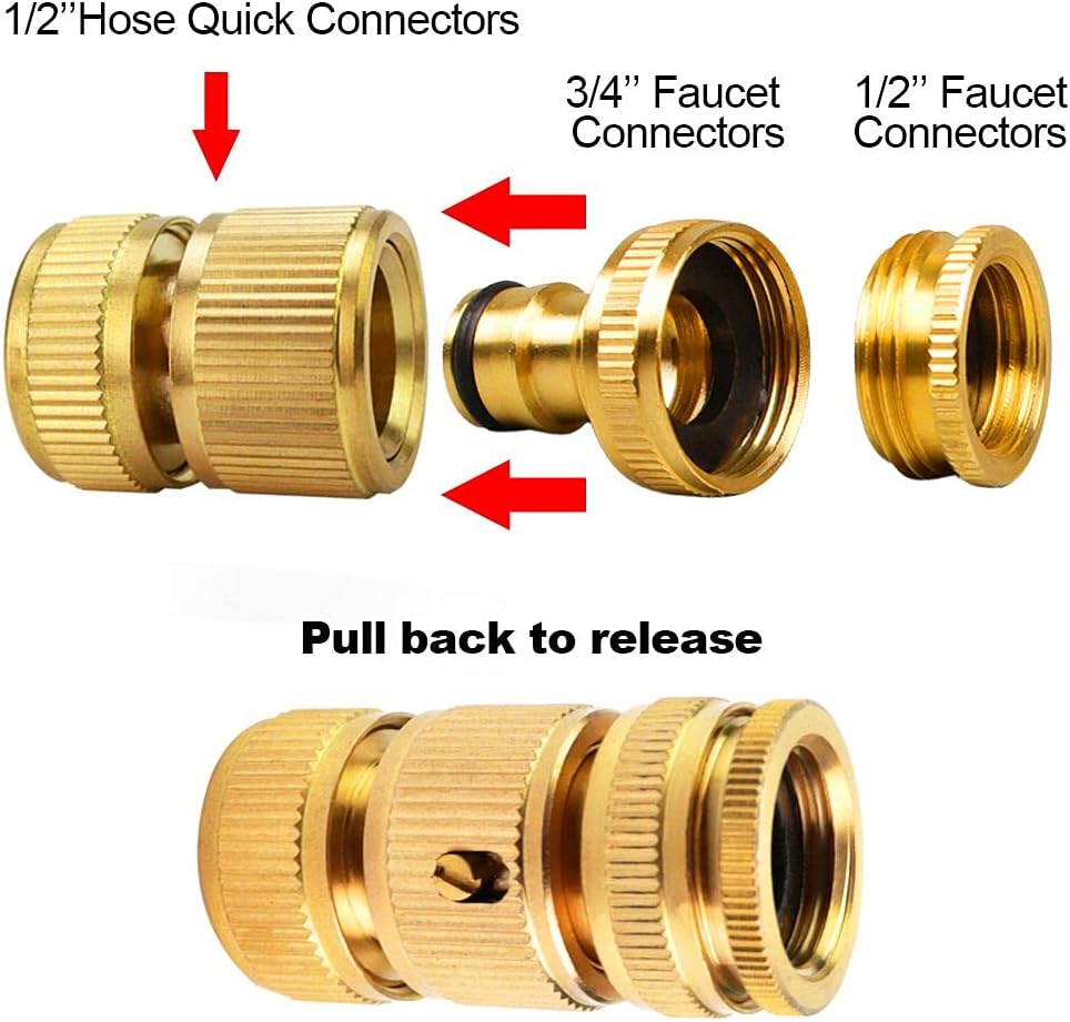 BUZIFU Garden Hose Quick Connector Set 3/4 inch Solid Brass Garden Hose