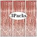 3PCS Foil Curtains Metallic Fringe Curtains Rose Gold, 3.28ft x 6.6ft Metallic Tinsel Curtains for Birthday Wedding Engagement Bachelorette Party Bridal Shower Baby Shower Decorations
