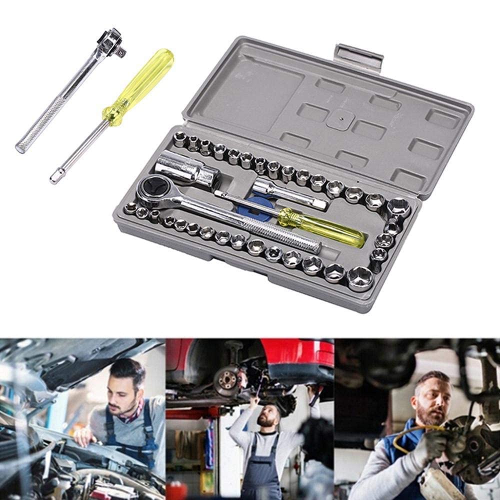 PERPART 46 In 1 Pcs Tool Kit & Screwdriver and Socket Set,Hand Tool Kit Wrench Set Multi Purpose Combination Tool Case Precision Socket Set,Bike Tool Kit Set All Bike, Car Tool Kit Set (40 IN 1) 4