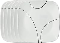 Corelle Vitrelle Splendor 6-Piece 8.5-Inch Square Salad Plate Set - Chip-Resistant Triple-Layer Glass