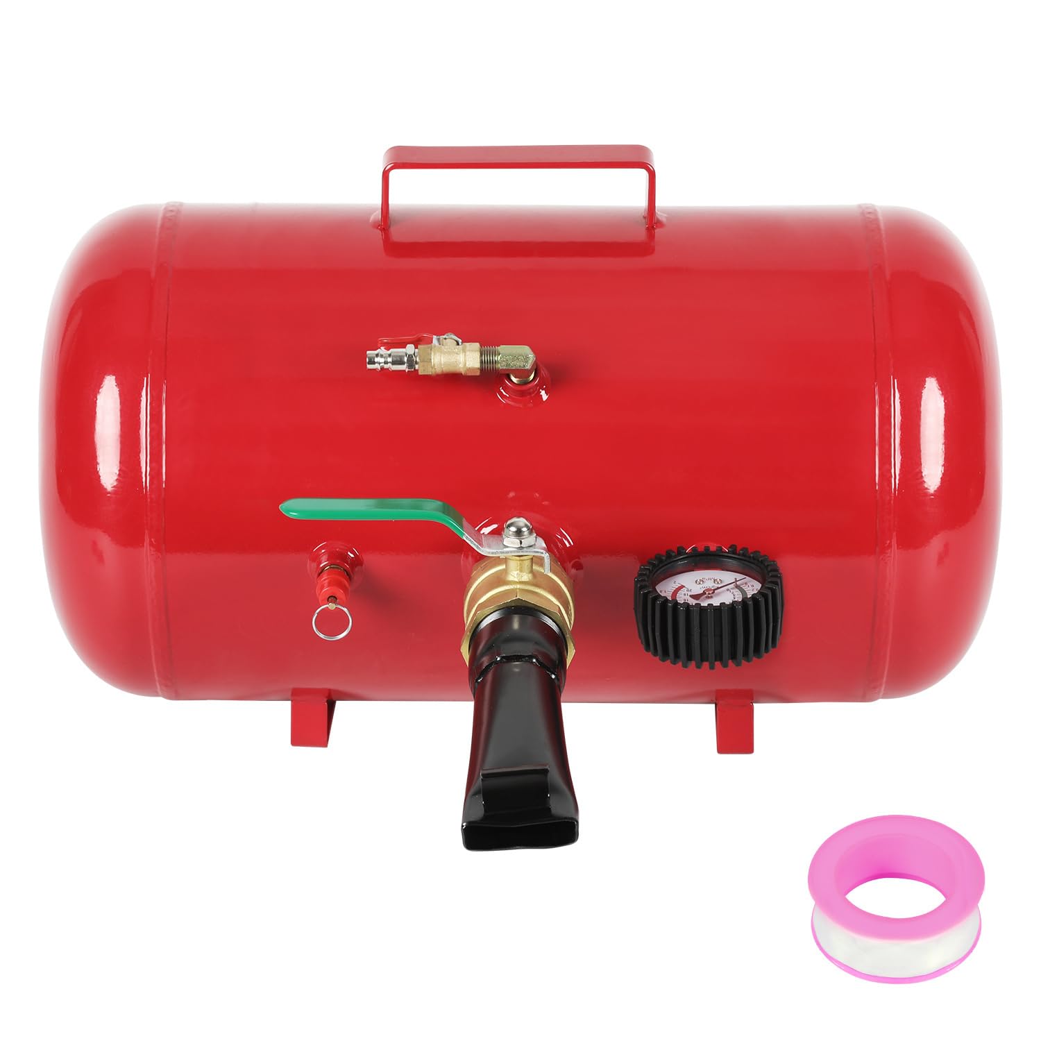 Opony Booster 40 l, sprężarka powietrza z zaworem bezpieczeństwa, maks. 10 bar, do samochodów, ciężarówek, traktorów i innych, w kolorze czerwonym, w zestawie akcesoria, wysokie ciśnienie