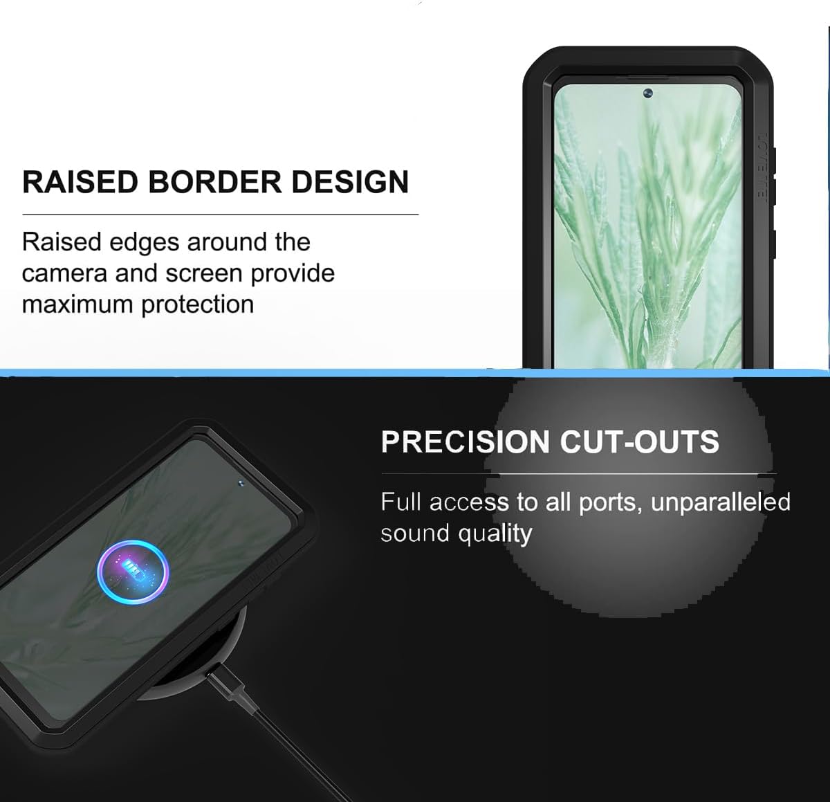 LOVE MEI for Samsung Galaxy S23 FE Metal Case, Heavy Duty Military Grade Rugged Cover Shockproof Dustproof Full Body Case with Built in Tempered Glass Screen Protector for Galaxy S23 FE (Black)