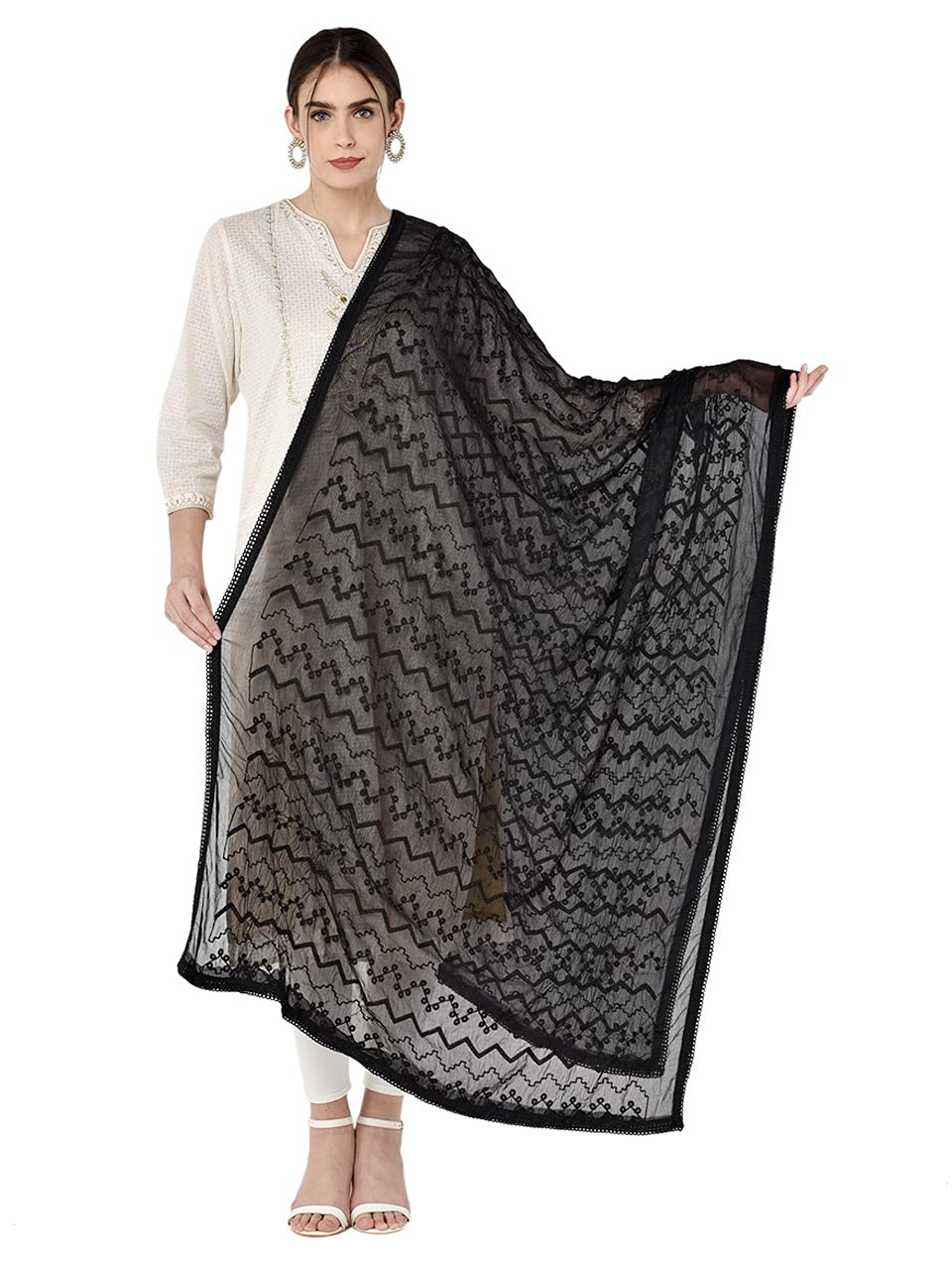 Women's Embroidered Chiffon Dupatta-image-16