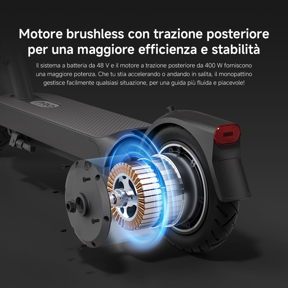 Xiaomi Electric Scooter 5 Pro (Monopattino), Doppie Sospensioni Anteriore E Posteriore A Molla, Pneumatici Tubeless Da 10", Pendenza Max 22% | Doppie Sospensioni Anteriore E Posteriore A Molla, Pneumatici Tubeless Da 10", Pendenza Max 22%