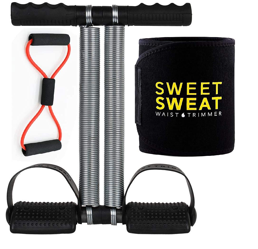 U S TRADERS® Double Spring Tummy Trimmer Combo with Sweat Belt & Toning Tube Resistance Band Abdominal Gym Accessories Fat Buster Exerciser Abs Workout Equipment for Men & Women (B0CXF3HDYJ) Amazon Price History, Amazon Price Tracker