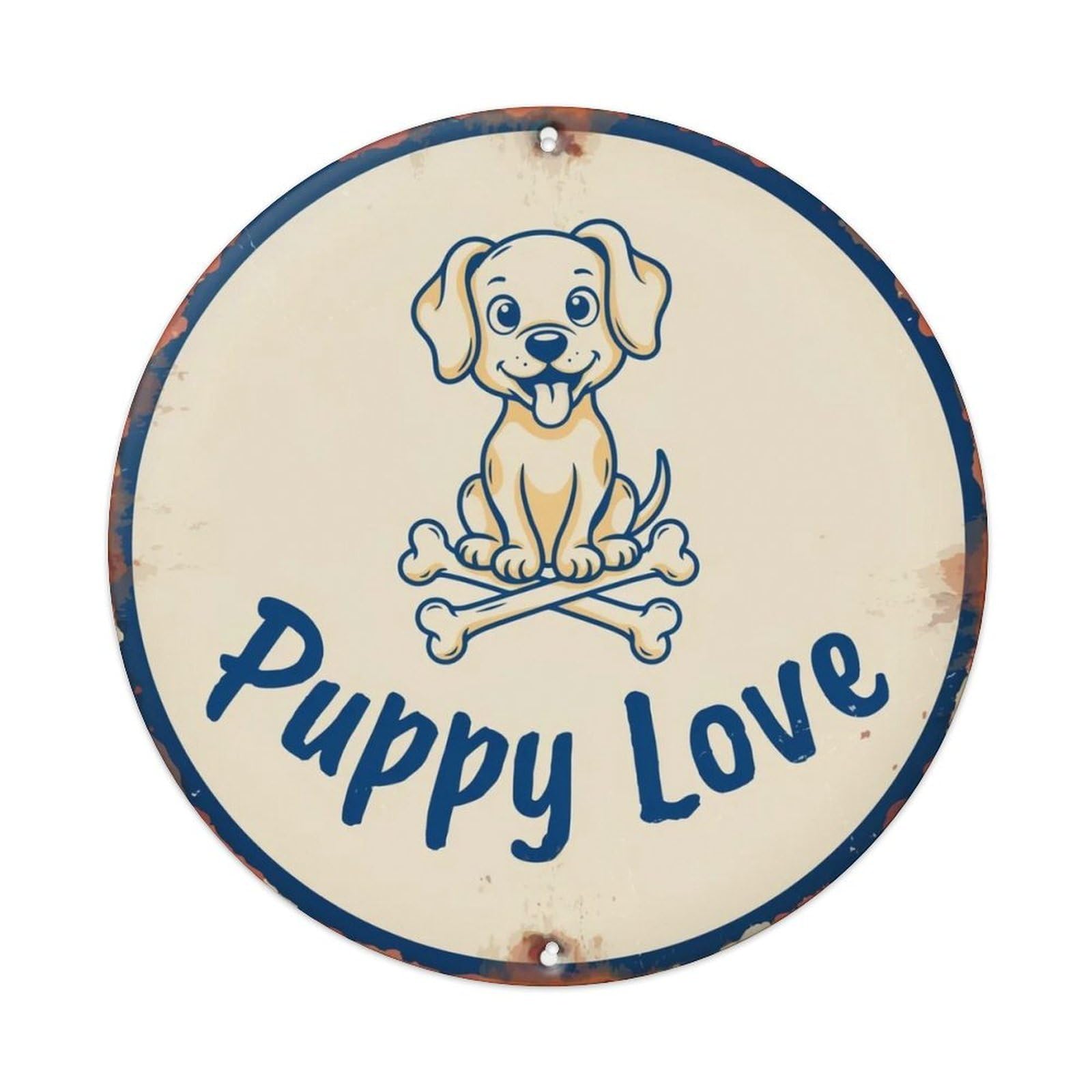 Puppy Love Doodle Metal Tin Sign Plaque