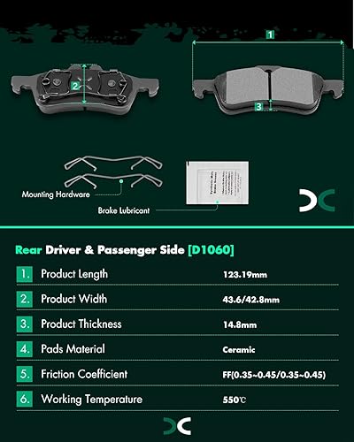 Miniatura 3 de SCITOO Pastillas de freno de cerámica, 4 piezas de pastillas de freno traseras para 2002-2008 para MINI COOPER