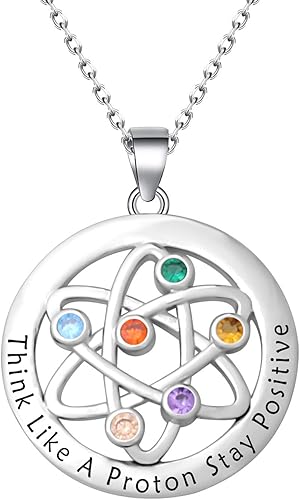 FEELMEM Collar de ciencia atómica, regalo de químico, química atómica, símbolo de ciencia, para científico, físico, regalo de graduación