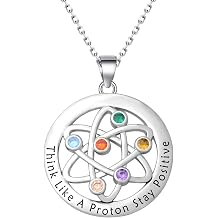 FEELMEM Atomic Science Necklace Chemist Gift Atom Chemistry Science Symbol Necklace for Scientist Physicist Graduation Gift