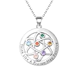 FEELMEM Atomic Science Necklace Chemist Gift Atom Chemistry Science Symbol Necklace for Scientist Physicist Graduation Gift