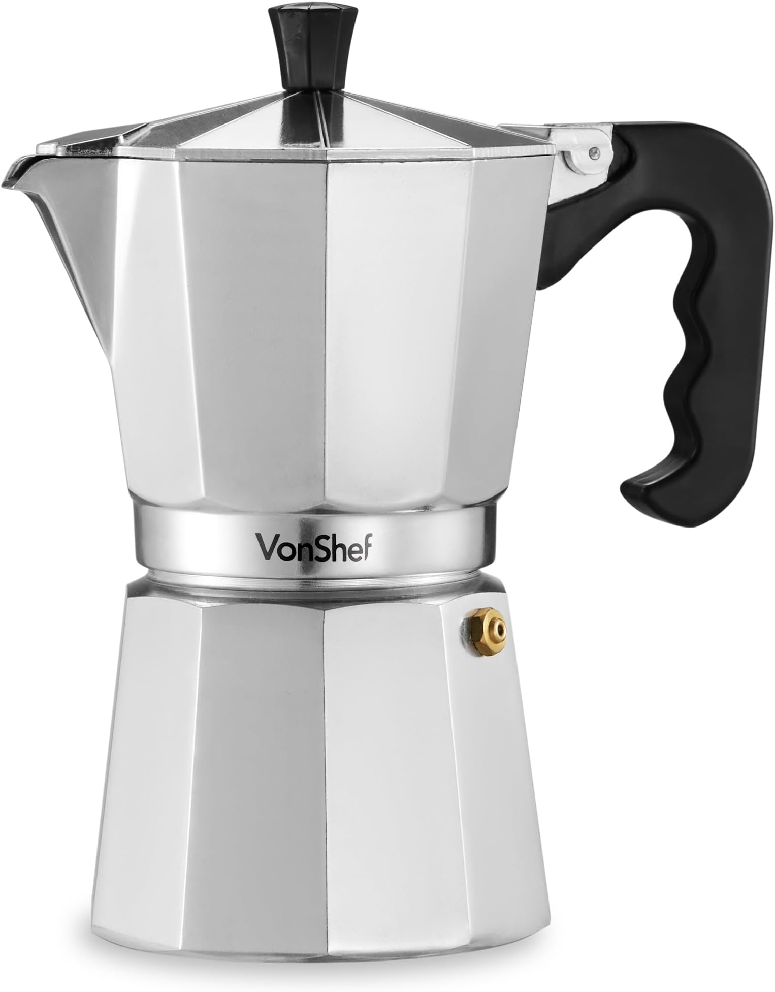 VonShef Stovetop Coffee Maker, 6 Cup Aluminium Italian Espresso Maker, 300ml Gas & Electric Stove Top Moka Pot with Replacement Gasket & Filter