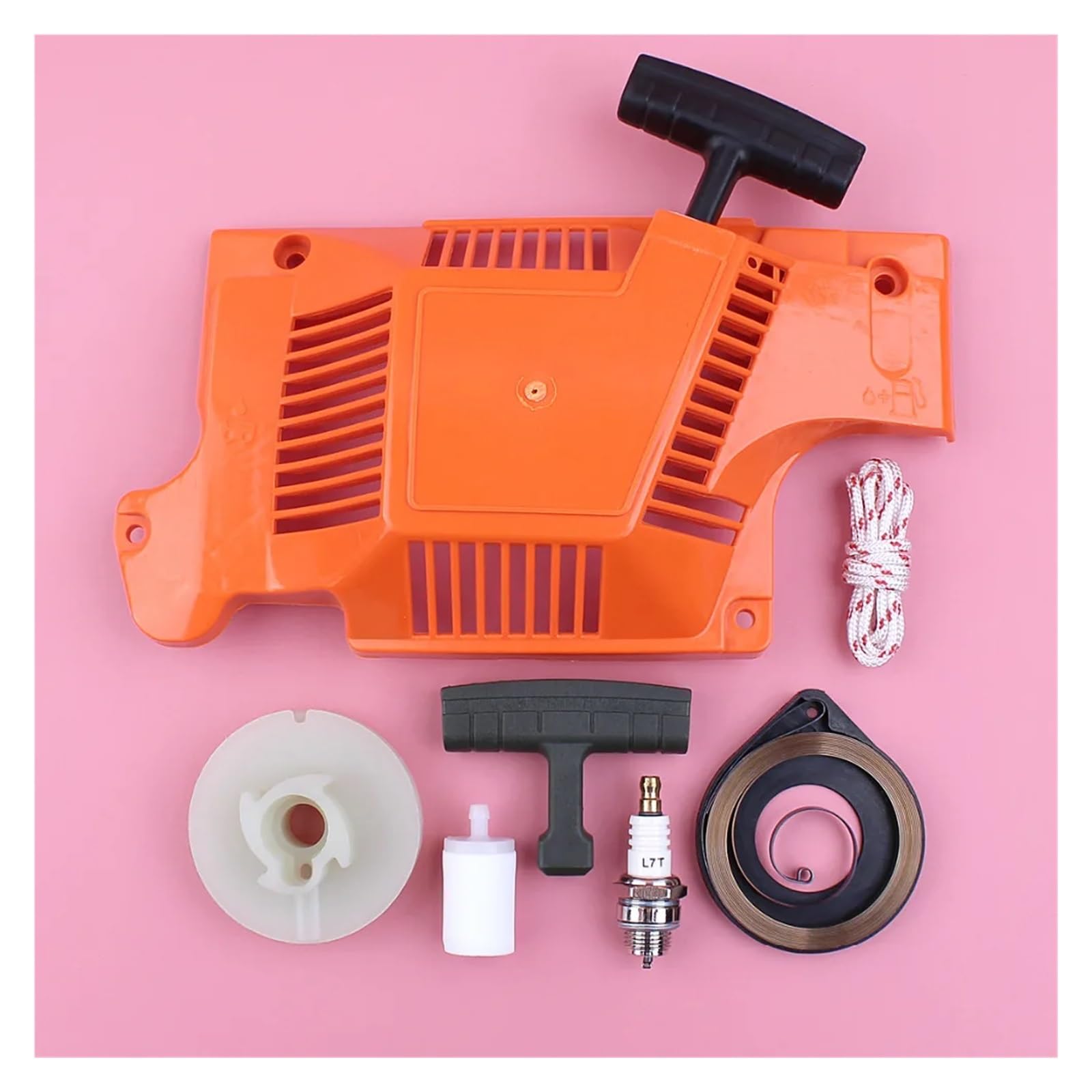 Kit de bujías de Filtro de Combustible con Resorte de Agarre de Mango de Cuerda de polea de Arranque de Retroceso for Piezas de Repuesto de Motosierra H-usqvarn 50 51 55