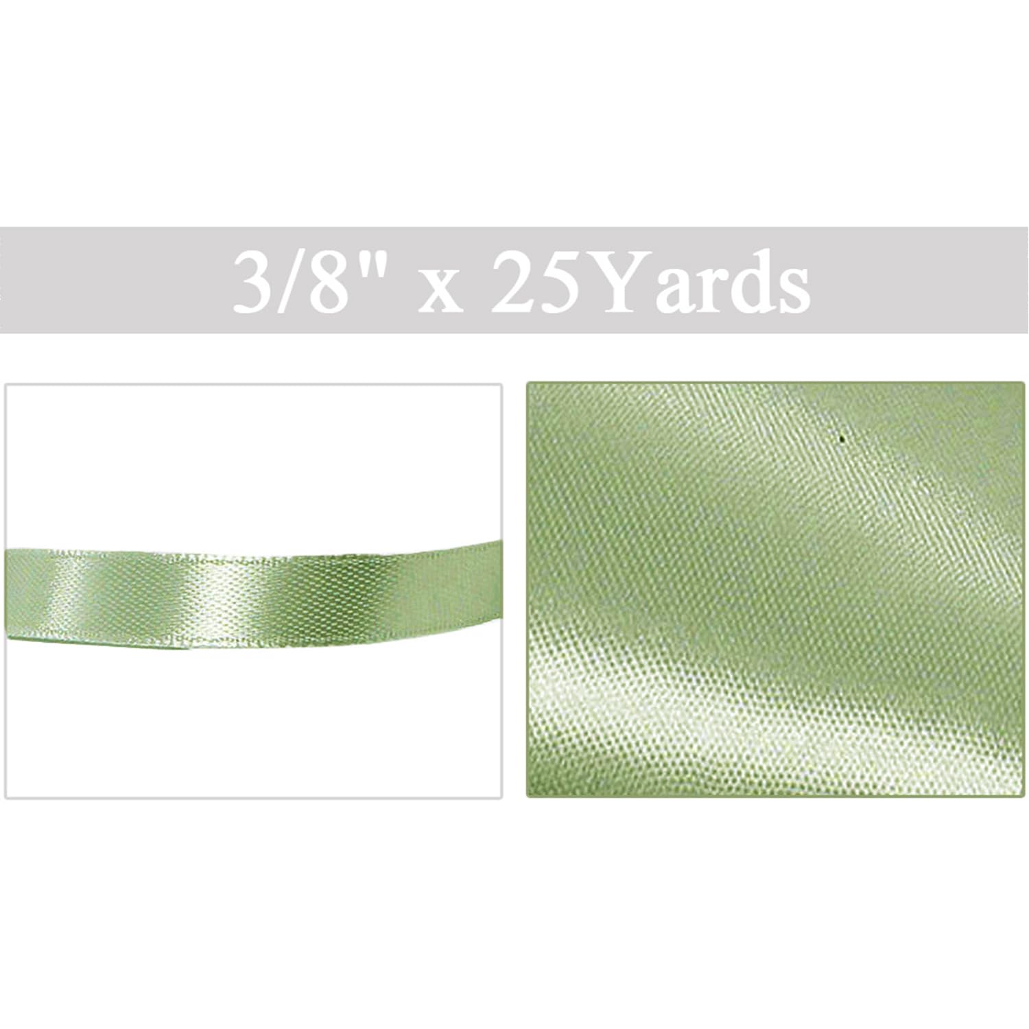 Nastro Verde Salvia 10mm, 23 Metri - Nastri Natalizi Per Decorazioni e Bomboniere, Bouquet A Mano, Per Pasqua, Laurea, Festa, Cresima, Compleanno, Capelli