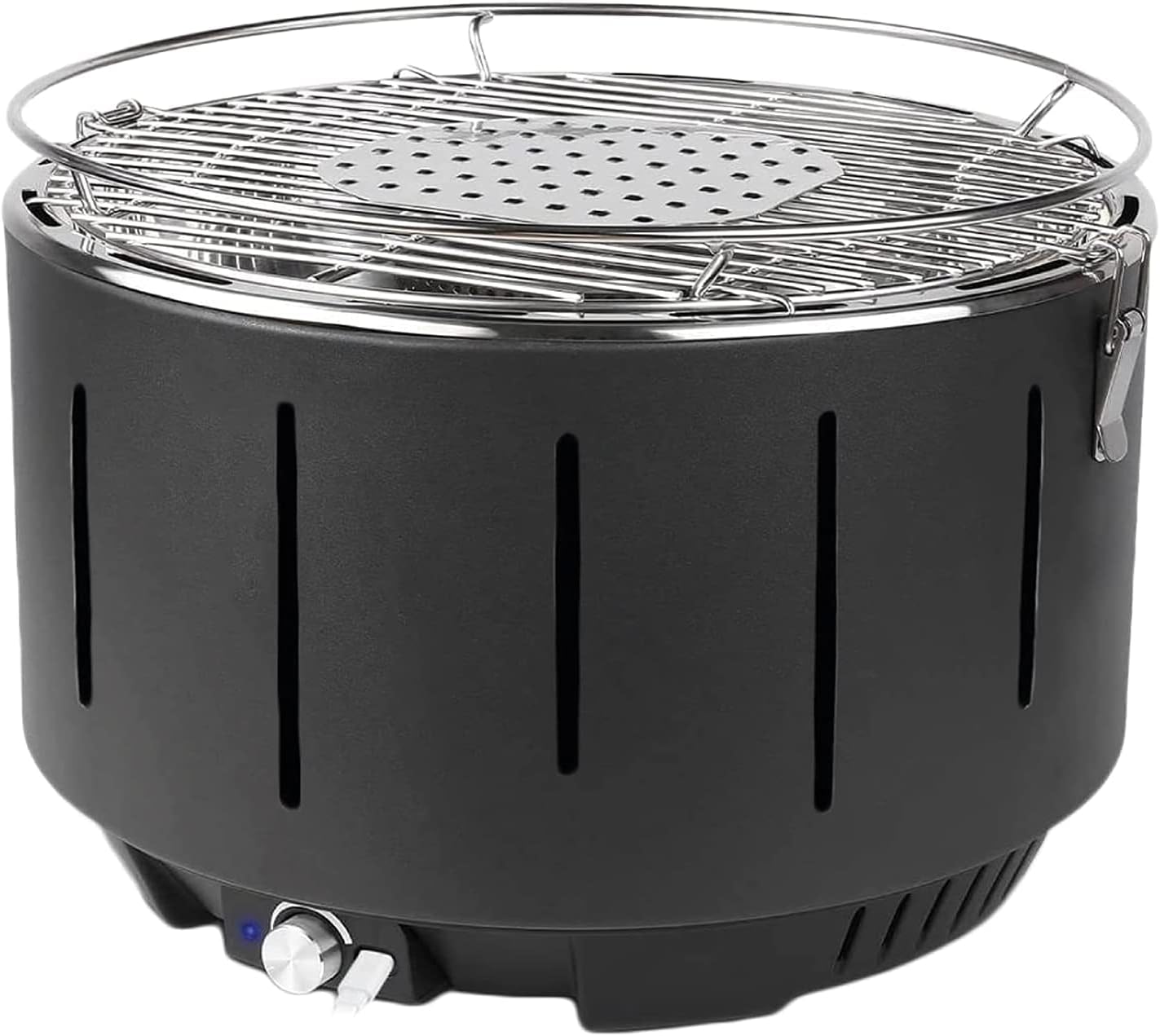 Barbecue a carbonella,Griglia Barbecue Carbone Senza Fumo con Interfaccia Mirco e Ventilatore Incorporato,Ventilato,Tre Minuti di Riscaldamento, per Famiglia, Giardino, Balcone,Campeggi