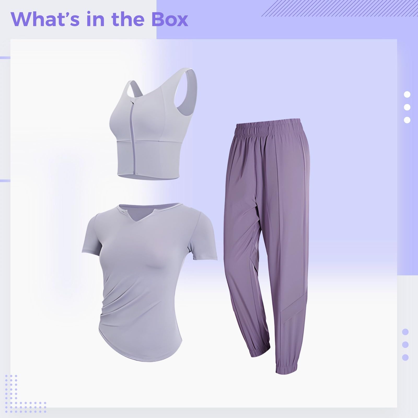 Conjunto de 3 piezas para mujer, brasier deportivo de elastano, parte superior y leggings largos, ideal para yoga, gimnasio y deportes, tela transpirable y antibolitas