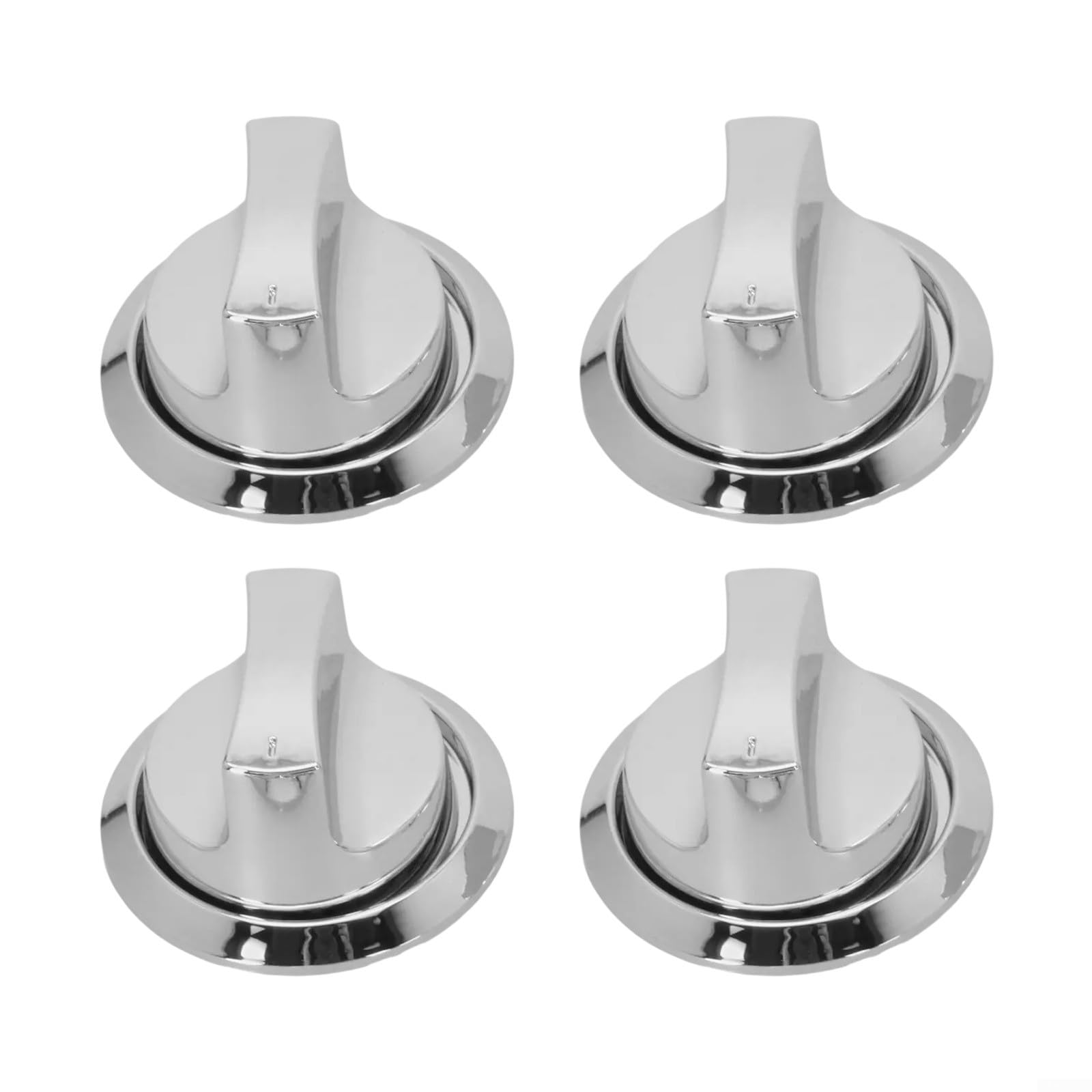 FUANA Electroplated Gas Grill Control Knobs Set Of 4, 58Mm Plastic Silver With Flat 8Mm Core, Easy Install Replacement For Outdoor BBQ(With base)