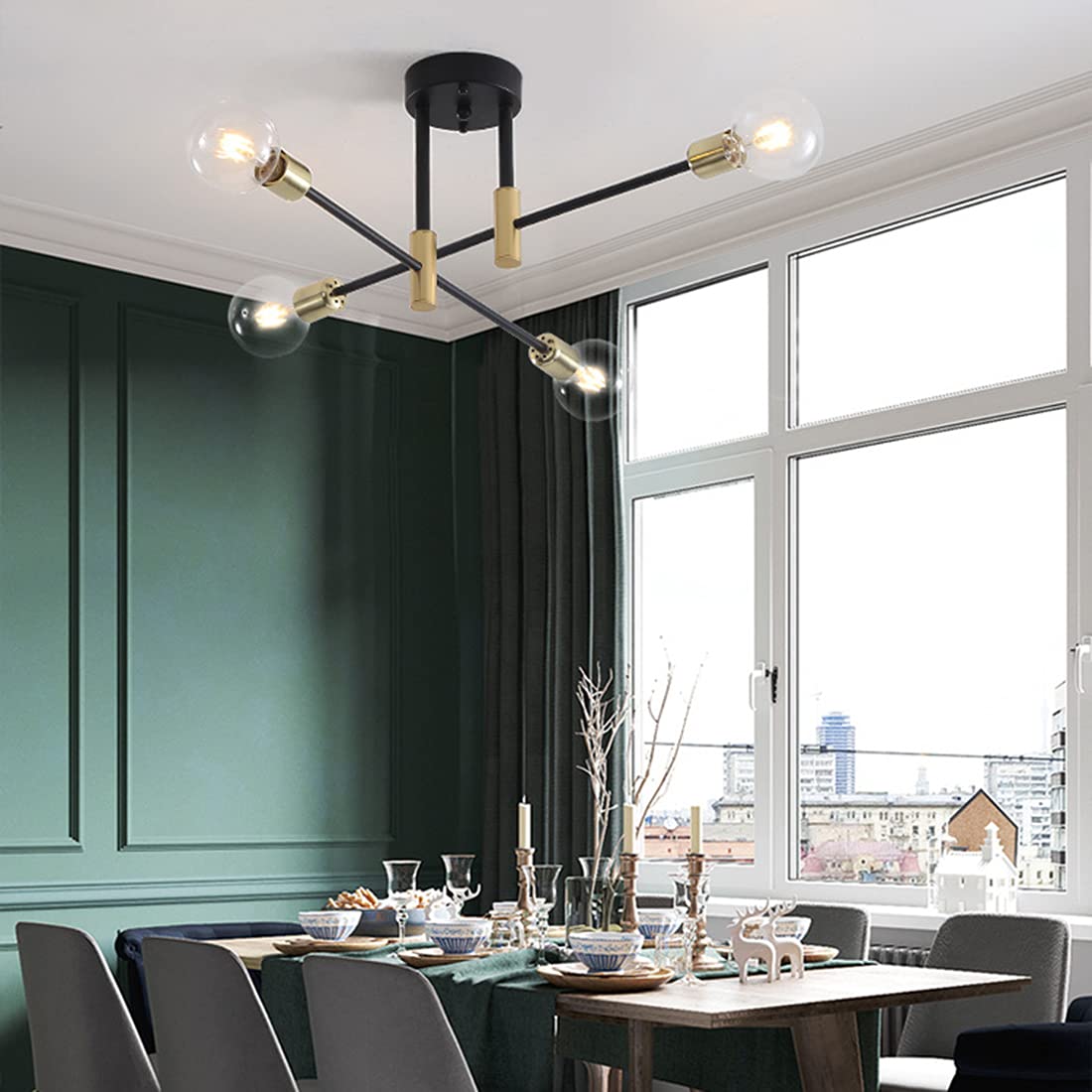 Plafoniera Vintage Sputnik 4 Luci - Lampadario Moderno Per Casa - Foto 13