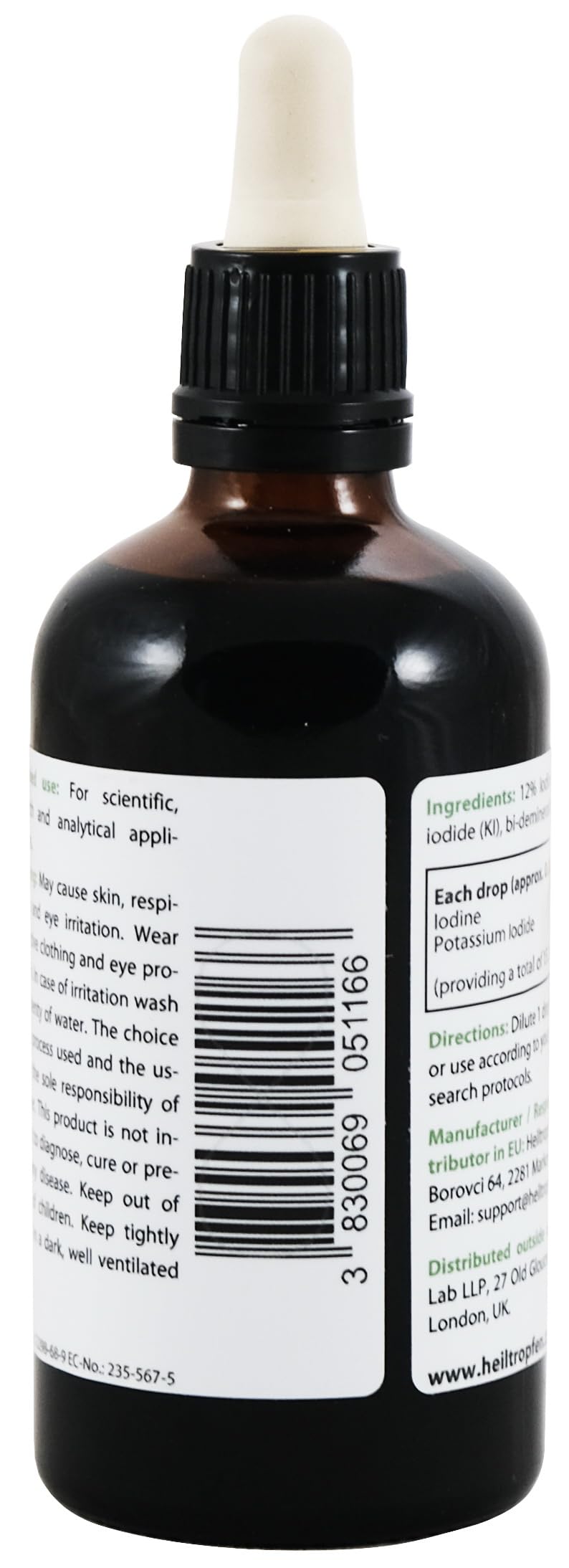 Lugols Jodlösung 12% 100 ml | 12 Prozent Jod und 24% Kaliumjodid | Tropfen | Heiltropfen®
