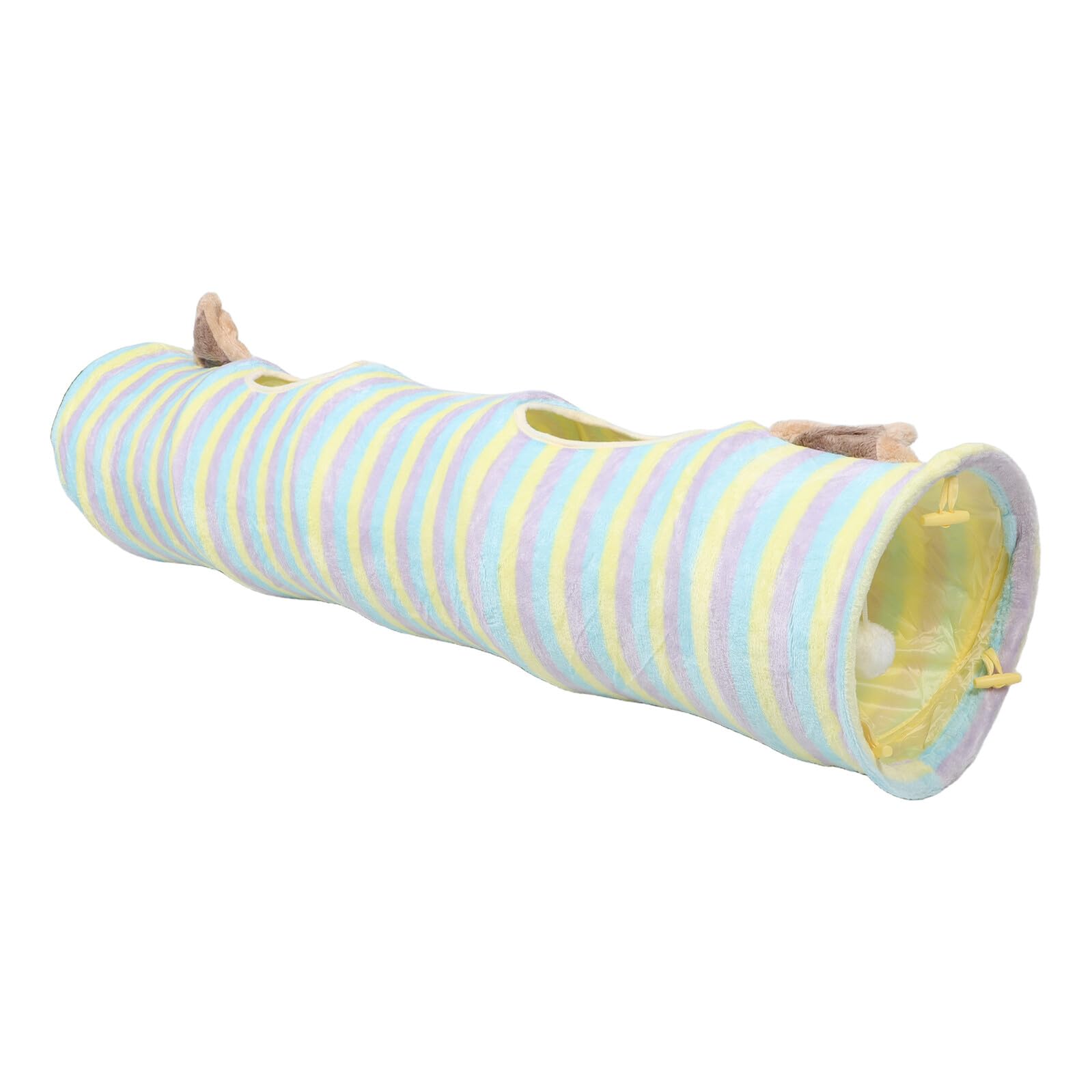 Túnel para gatos plegable con pelota interactiva y cama acogedora