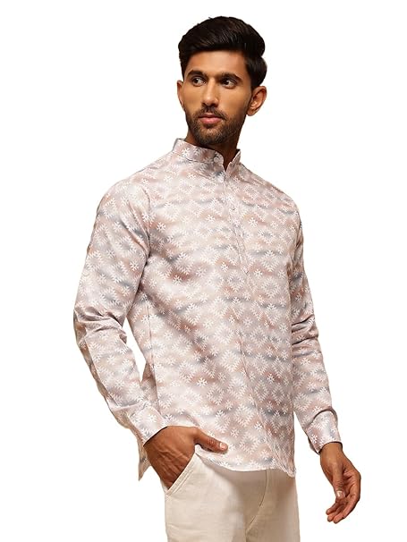 SOJANYA Men's Cotton Linen Regular Fit Plus (Since 1958) and Multi Printed Only Long Kurta