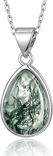TALYKONG Teardrop Moss Agate Necklace