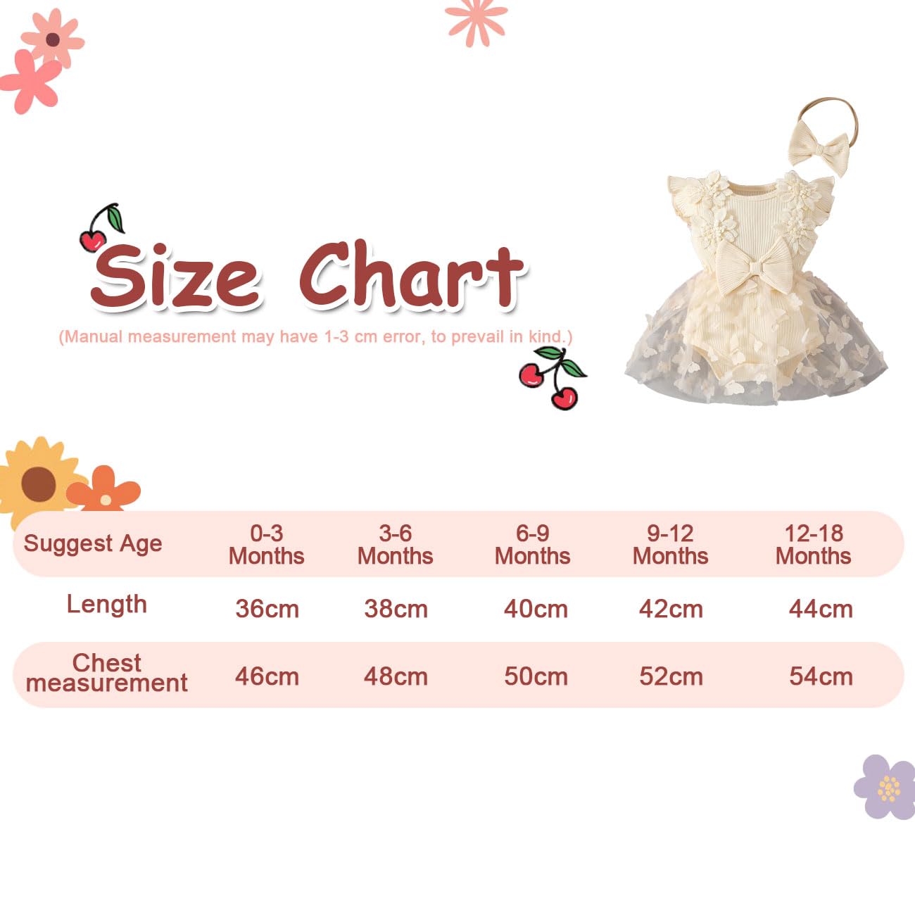 Vestito Tutina per Neonata, Abito in Tulle con Ricami 3D a Farfalle Senza Maniche con Volant + Set Cerchietto con Fiocco, Abbigliamento Estivo Autunno per Neonate, Beige/Rosa 0-18 Mesi
